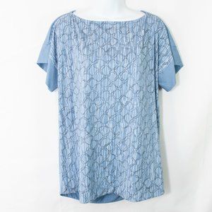Nyah Knit Top Women XS Blue Gray Oversized Soft Casual Cozy Lounge T Shirt R08X